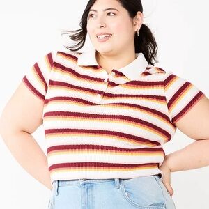 🌸SO Waffle Knit Cropped Polo